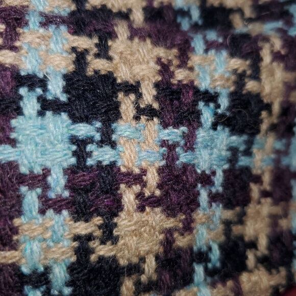 Chloe Houndstooth Plaid Tweed Purple Blue Girls Teen Jacket Coat Large or XL - Picture 7 of 12